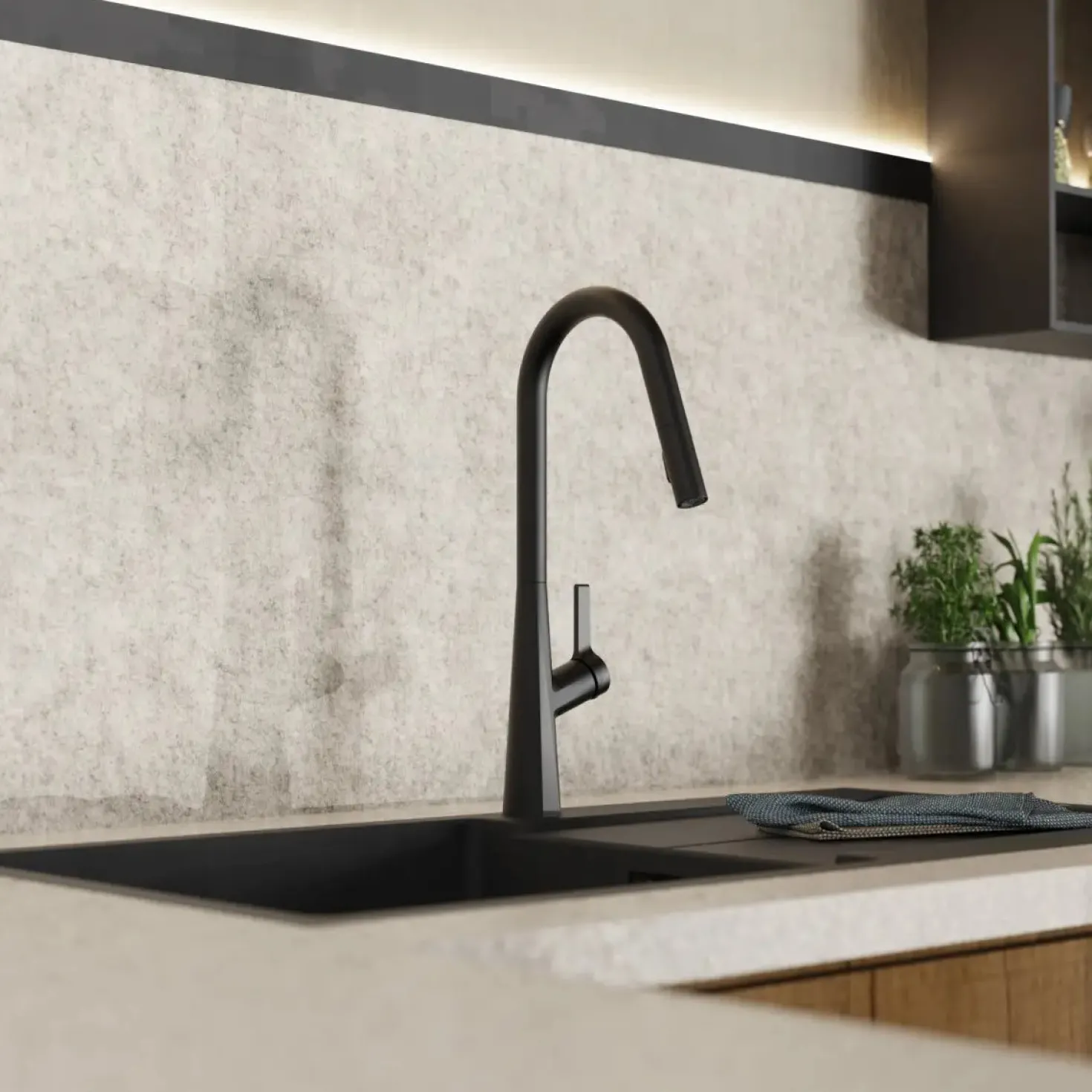 Wasserwerk Kitchen Faucet with Curved Spout in Matte Black
