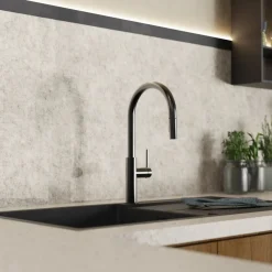 Wasserwerk Kitchen Faucet with Arch Pull-Down Spout in Matte Graphite