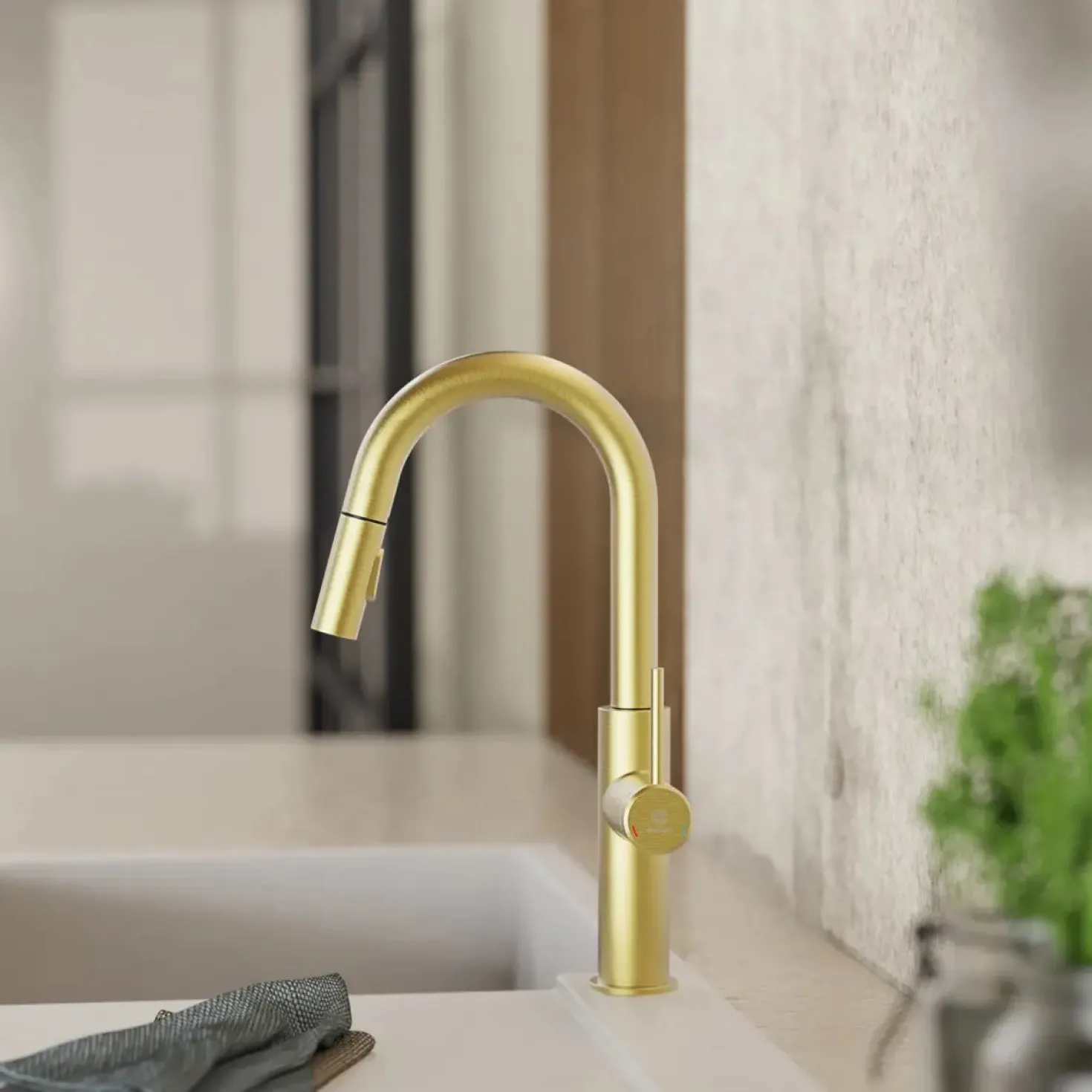 Wasserwerk Pull-Down Kitchen Prep Faucet in Brushed Gold