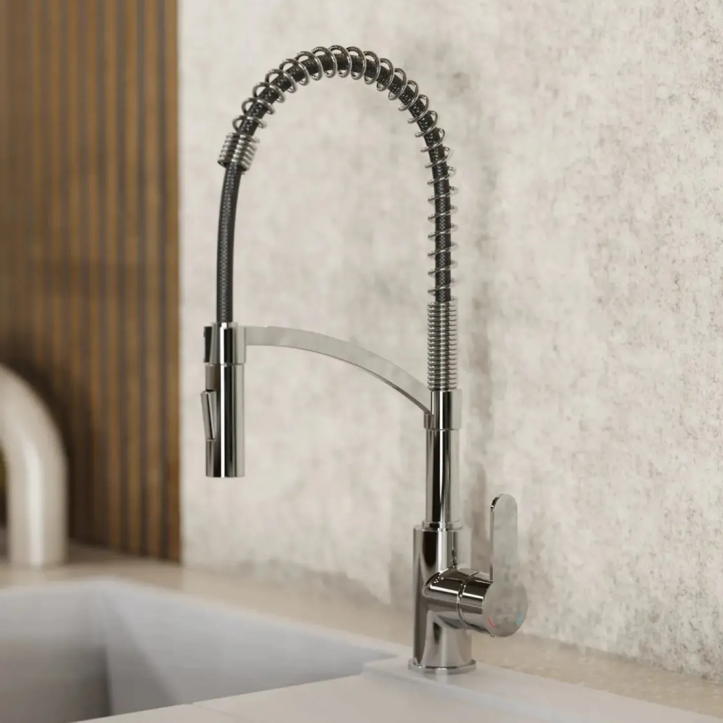 Wasserwerk Single Hole Pull Down Kitchen Faucet in Chrome