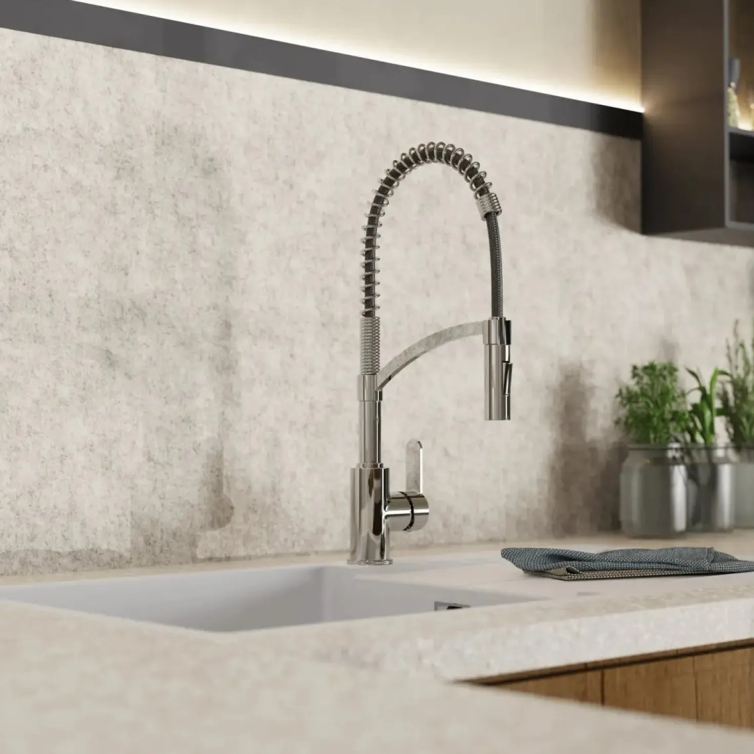 Wasserwerk Single Hole Pull Down Kitchen Faucet in Chrome