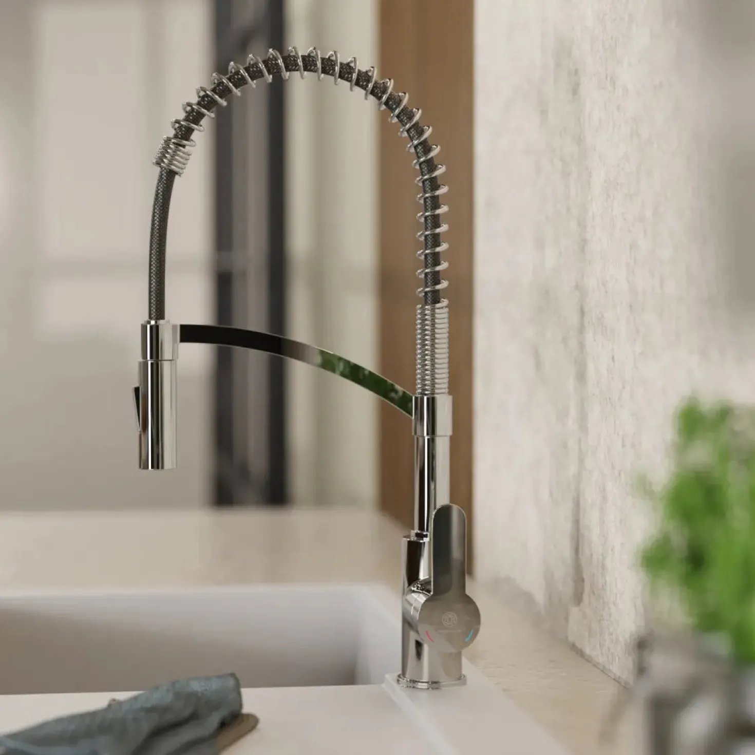 Wasserwerk Single Hole Pull Down Kitchen Faucet in Chrome