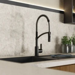 Wasserwerk Single Hole Pull Down Kitchen Faucet in Matte Black