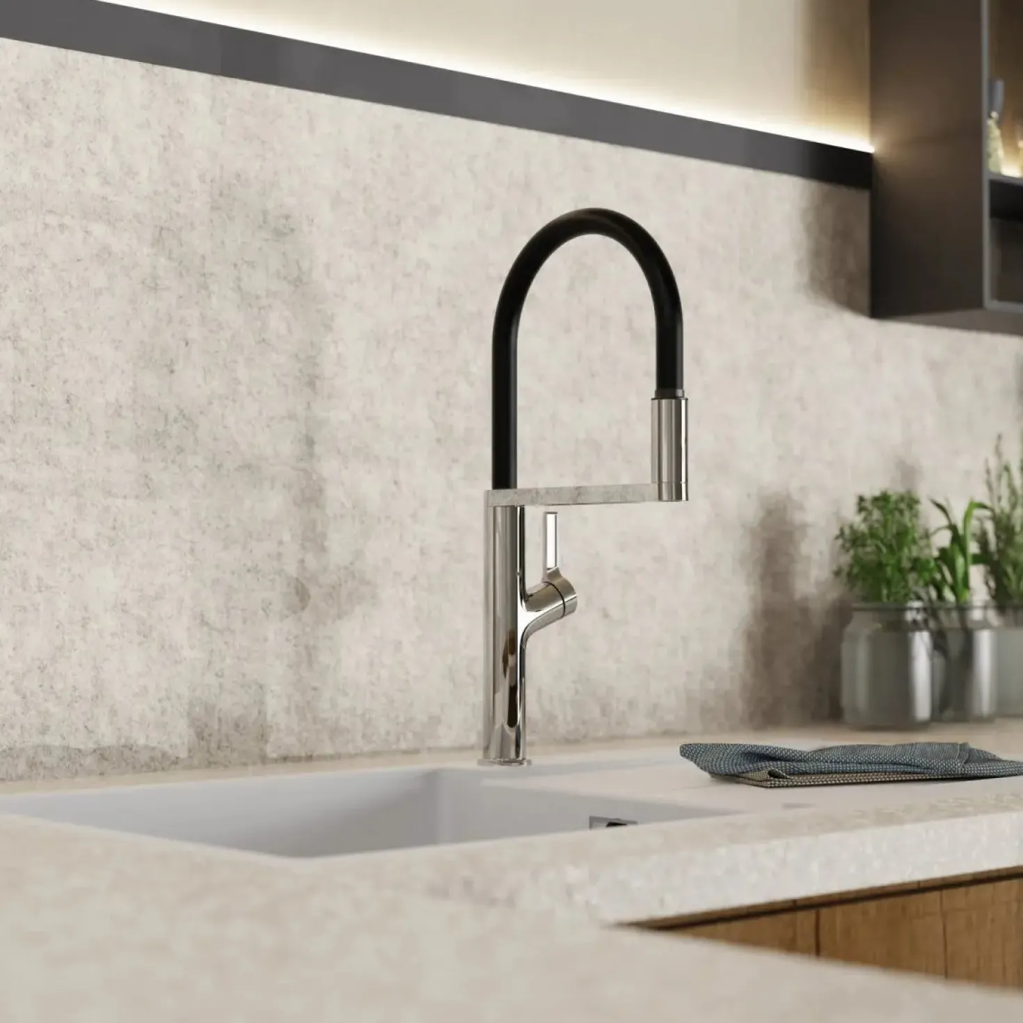 Wasserwerk Single Hole Pull Down Kitchen Faucet in Chrome