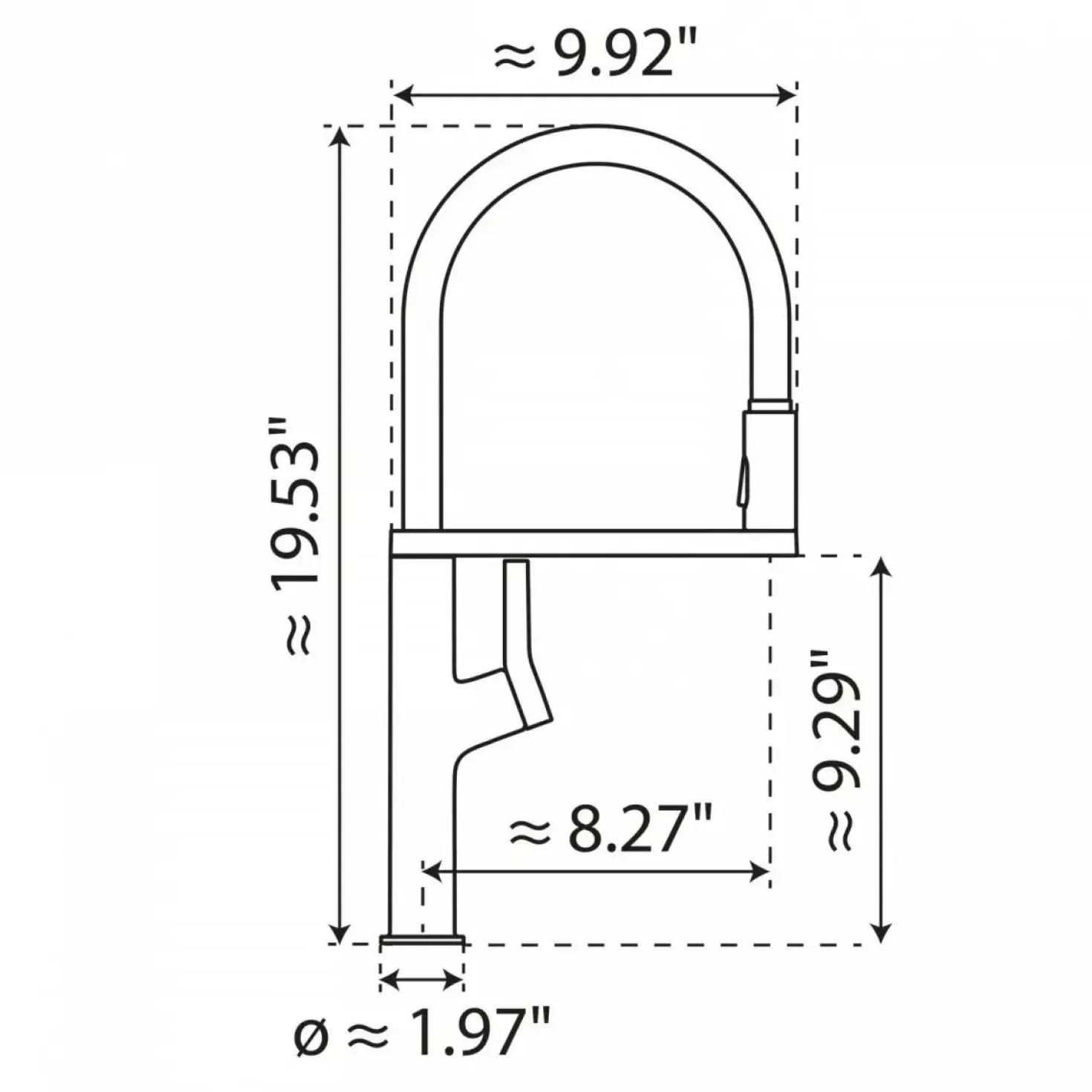 Wasserwerk Single Hole Pull Down Kitchen Faucet in Chrome