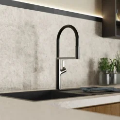 Wasserwerk Single Hole Pull Down Kitchen Faucet in Matte Graphite