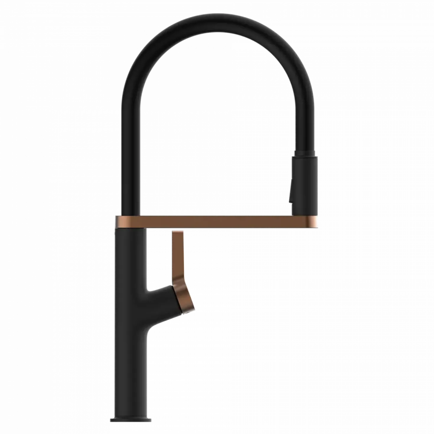 Wasserwerk Single Hole Pull Down Kitchen Faucet | Matte Black & Rose Gold