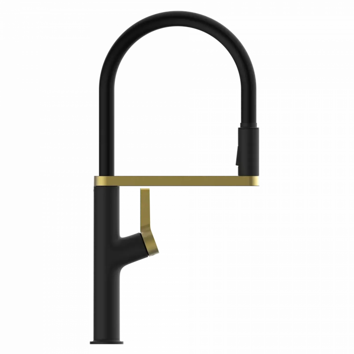 Wasserwerk Single Hole Pull Down Kitchen Faucet | Matte Black & Brushed Gold