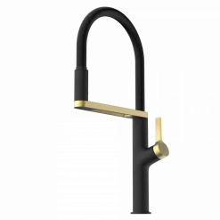 Wasserwerk Single Hole Pull Down Kitchen Faucet | Matte Black & Brushed Gold