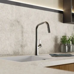 Wasserwerk Single Hole Pull Down Kitchen Faucet in Matte Graphite