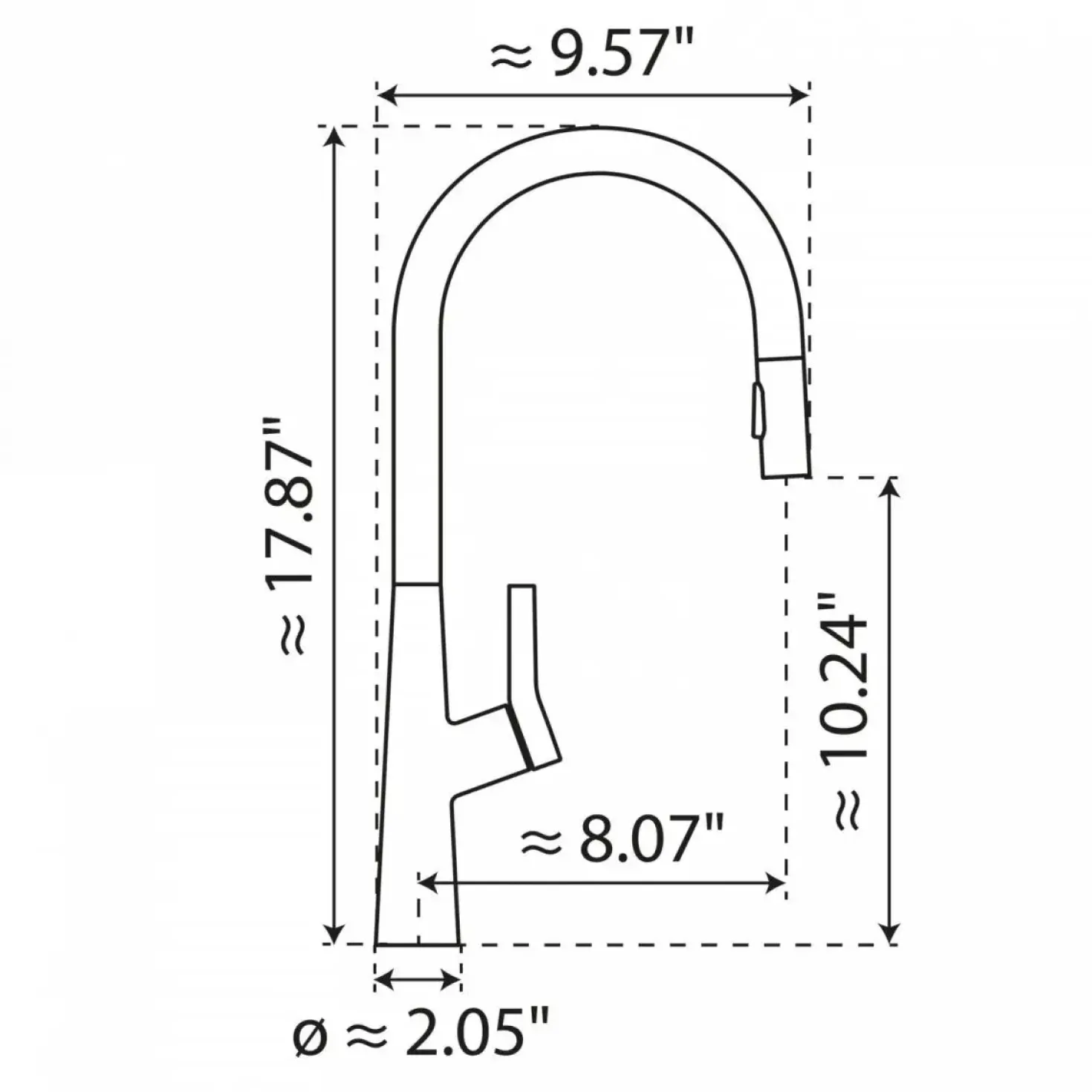 Wasserwerk Single Hole Pull Down Kitchen Faucet in Matte Graphite