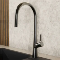Wasserwerk Single Hole Pull Down Kitchen Faucet in Matte Graphite