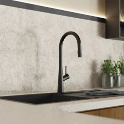 Wasserwerk Single Hole Pull Down Kitchen Faucet in Matte Black