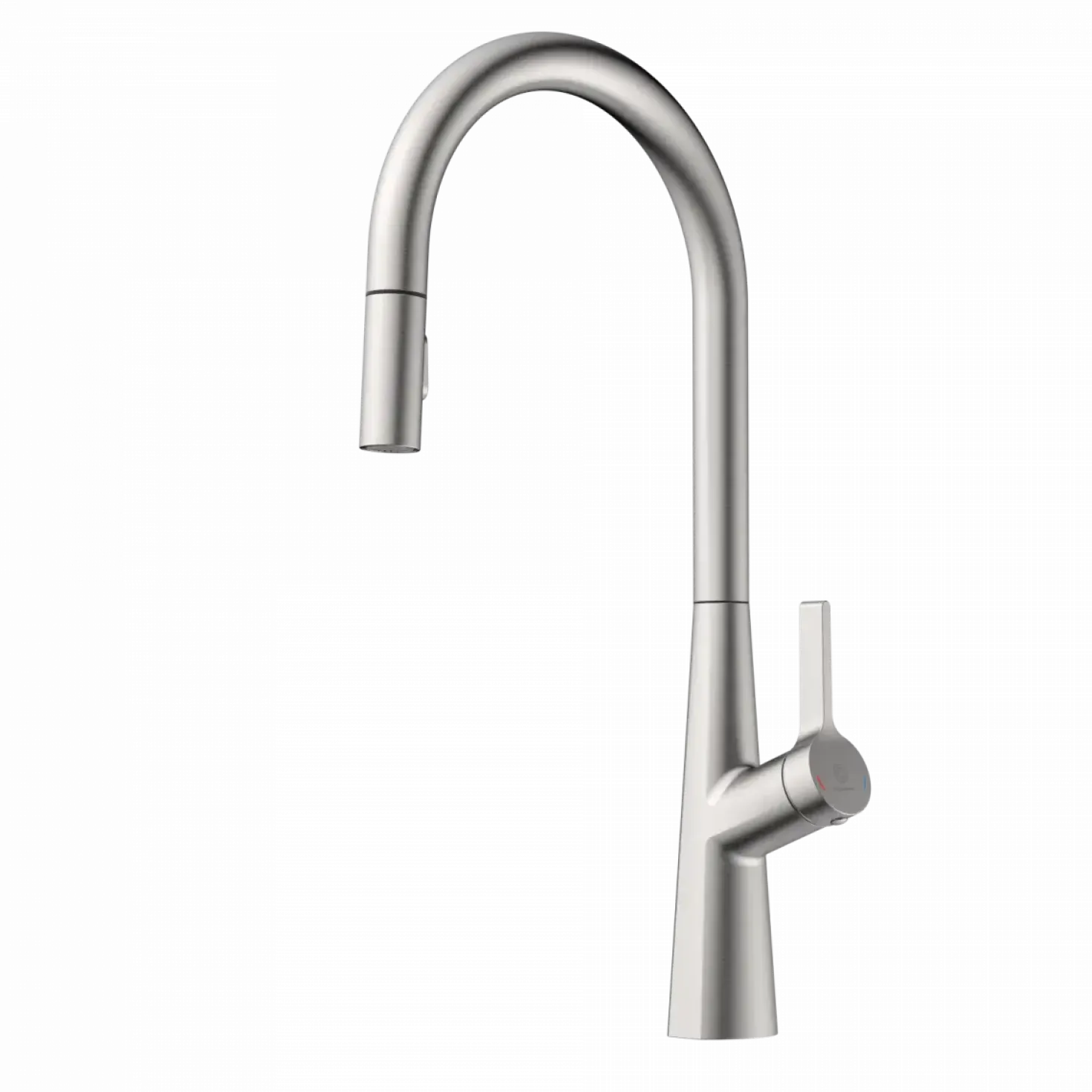 Wasserwerk Single Hole Pull Down Kitchen Faucet in Brushed Nickel