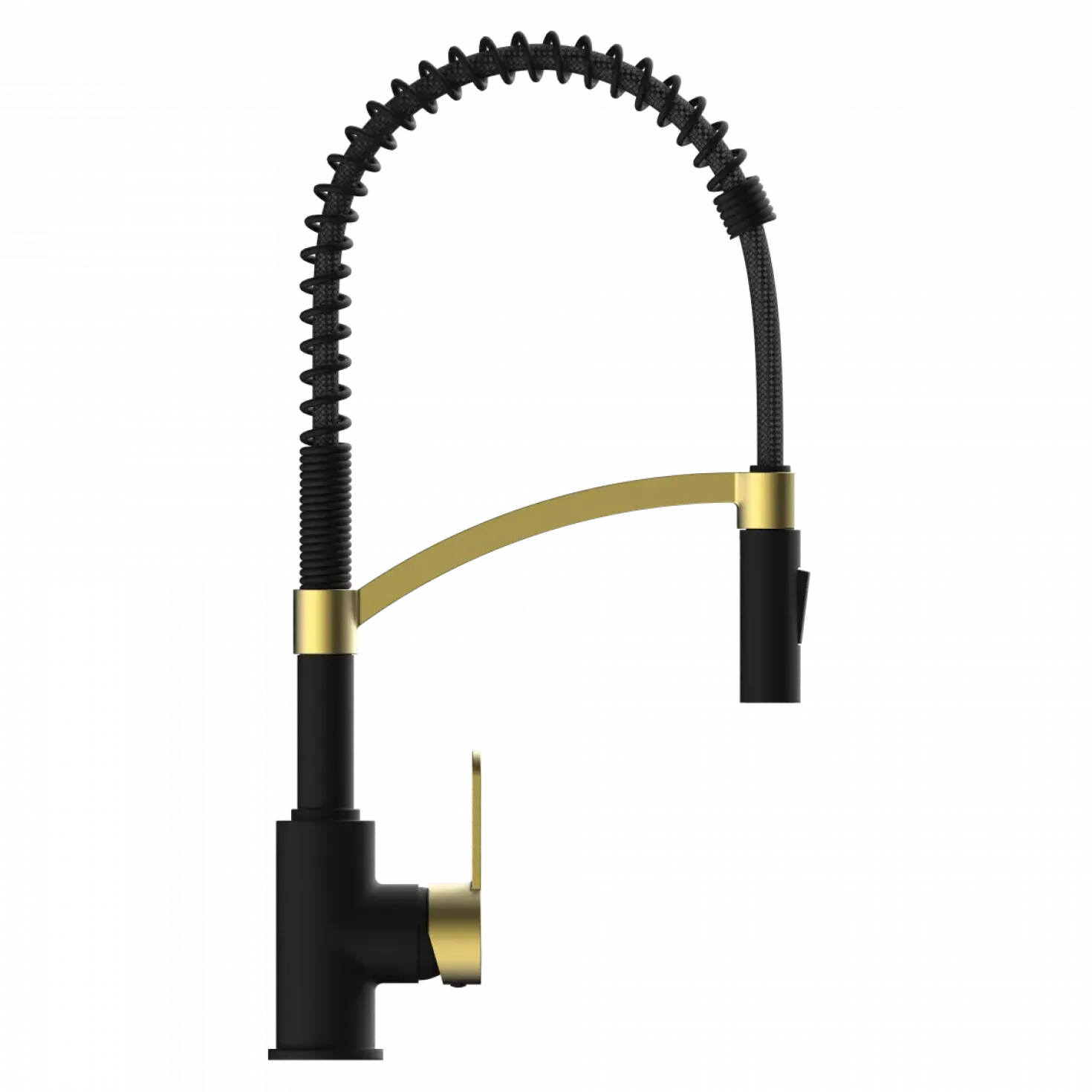 Wasserwerk Single Hole Pull Down Kitchen Faucet | Matte Black & Brushed Gold
