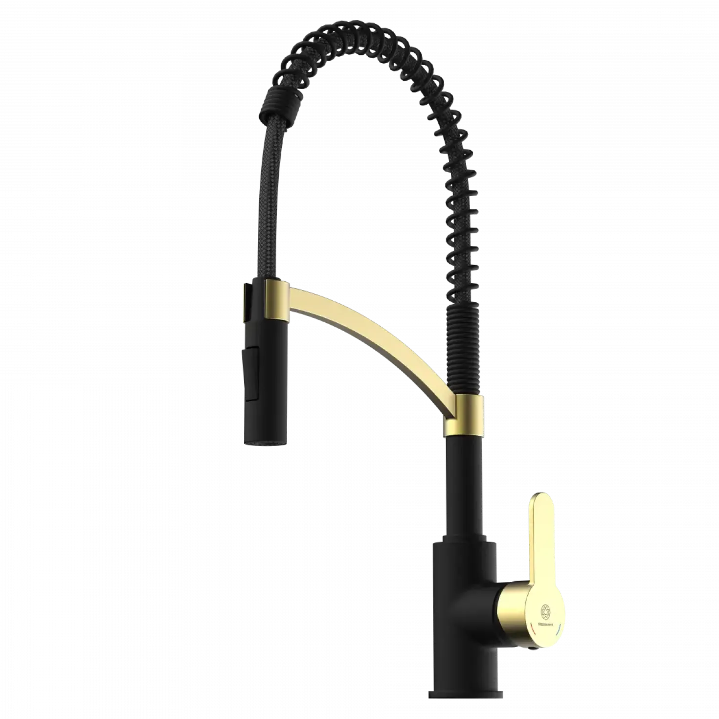 Wasserwerk Single Hole Pull Down Kitchen Faucet | Matte Black & Brushed Gold