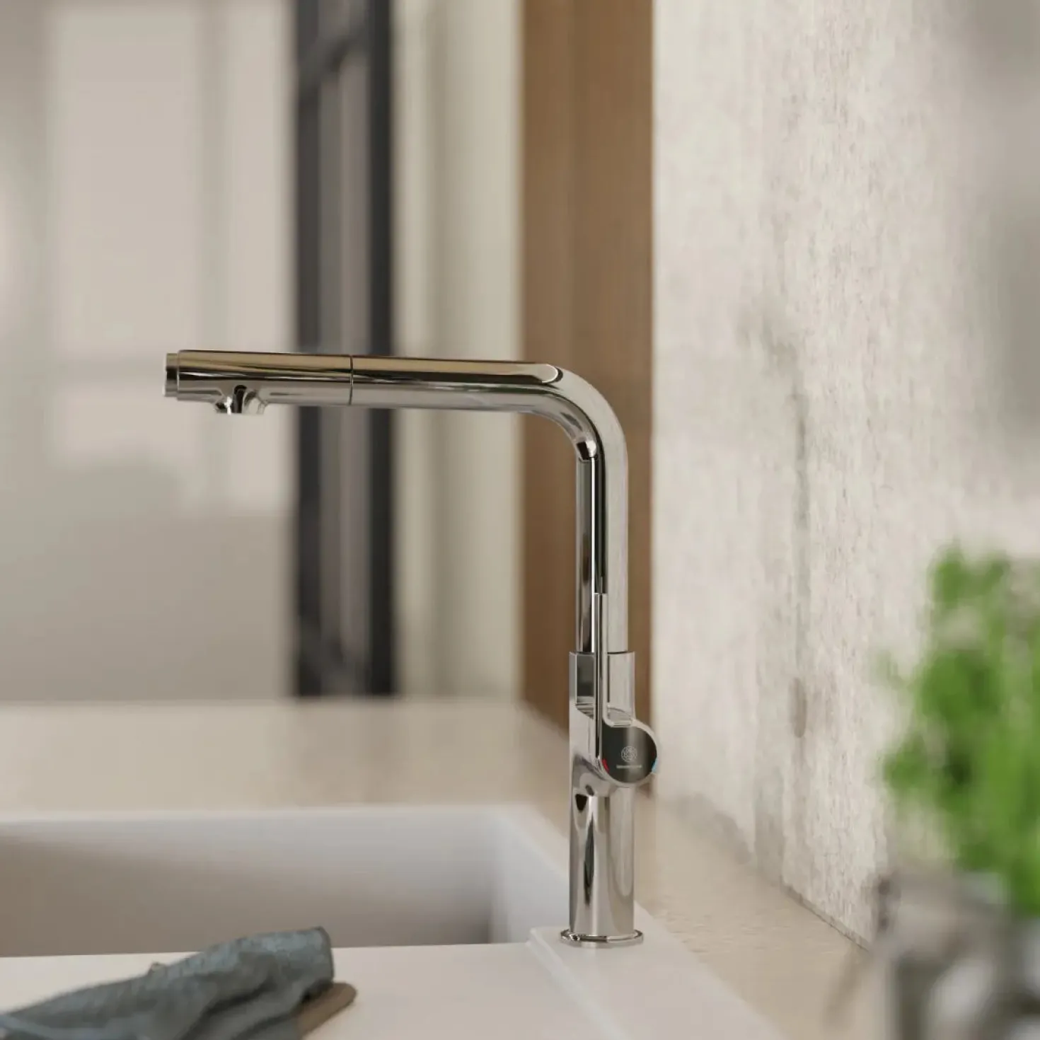 Wasserwerk Single Hole Straight Spout Kitchen Faucet in Chrome