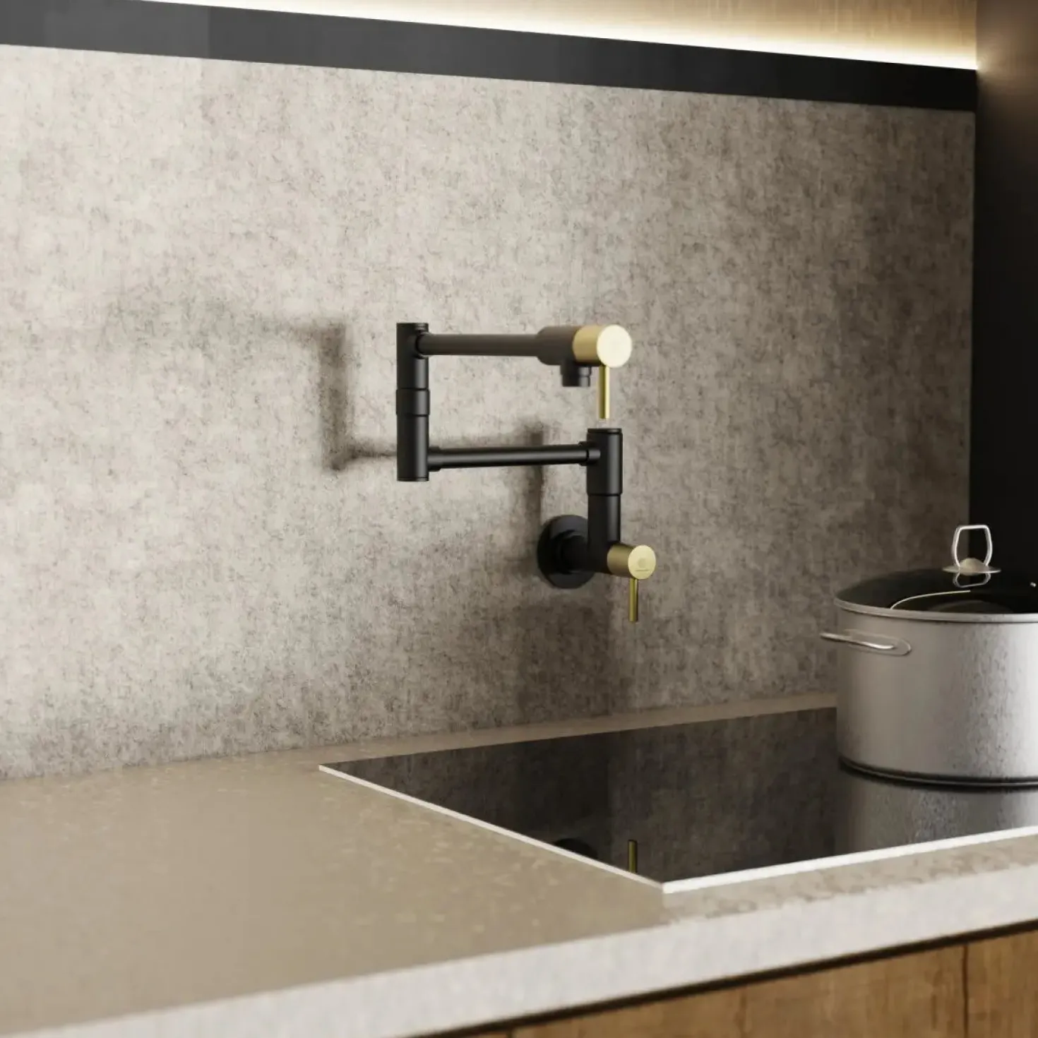 Wasserwerk Wall Mounted Pot Filler | Matte Black & Brushed Gold