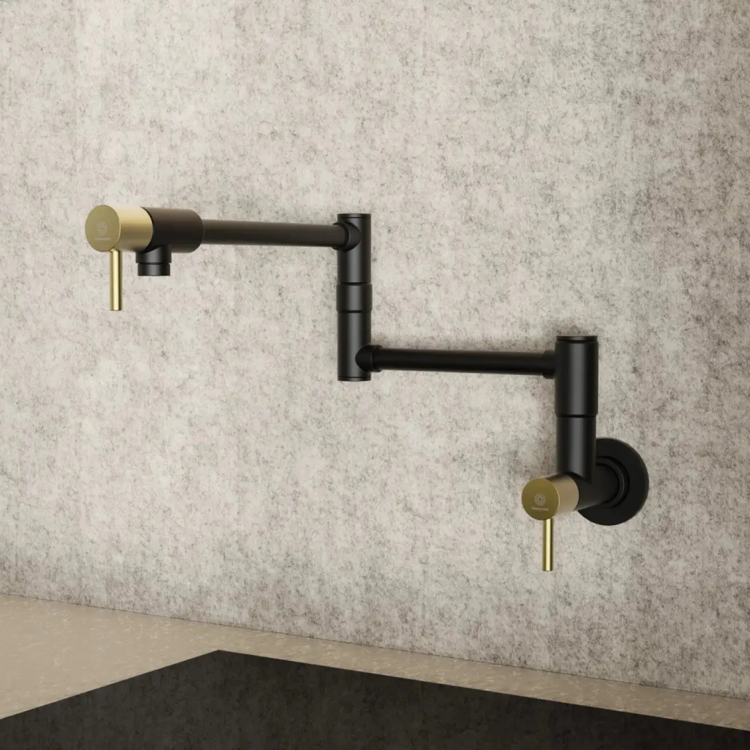 Wasserwerk Wall Mounted Pot Filler | Matte Black & Brushed Gold