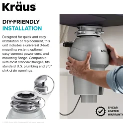 WasteGuard 3/4 HP Continuous Feed Garbage Disposal with Ultra-Quiet Motor