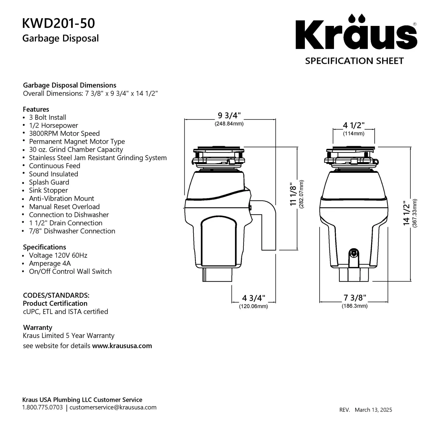 WasteGuard 1/2 HP Continuous Feed Garbage Disposal with Ultra-Quiet Motor