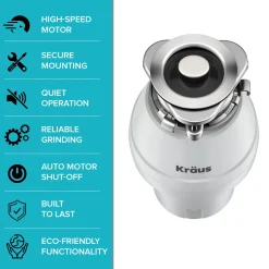 WasteGuard 1/2 HP Continuous Feed Garbage Disposal with Ultra-Quiet Motor