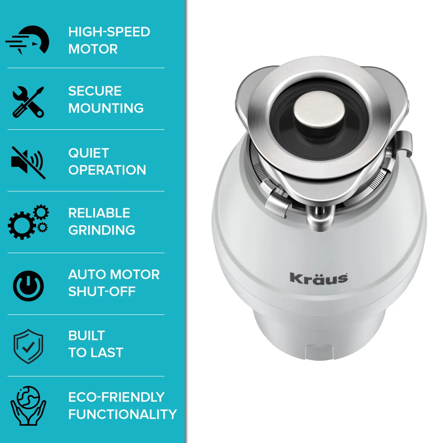 WasteGuard 1/2 HP Continuous Feed Garbage Disposal with Ultra-Quiet Motor