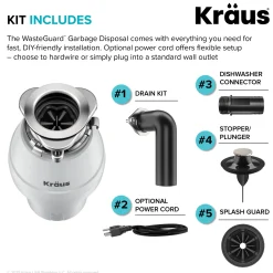 WasteGuard 1/2 HP Continuous Feed Garbage Disposal with Ultra-Quiet Motor