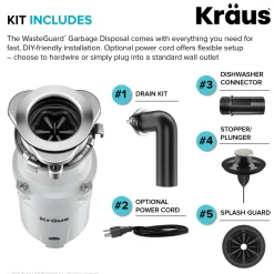 WasteGuard 1/3 HP Continuous Feed Garbage Disposal with Ultra-Quiet Motor