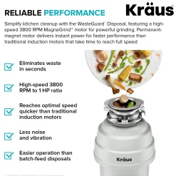 WasteGuard 1 HP Continuous Feed Garbage Disposal with Ultra-Quiet Motor