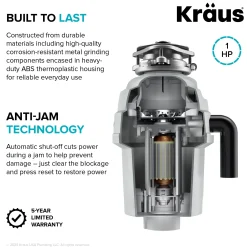 WasteGuard 1 HP Continuous Feed Garbage Disposal with Ultra-Quiet Motor