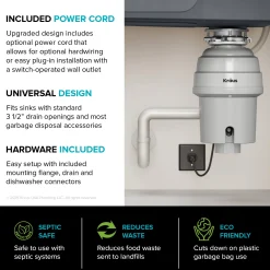 WasteGuard 1 HP Continuous Feed Garbage Disposal with Ultra-Quiet Motor