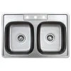 Wells Sinkware 33" 20-Gauge Drop-in 3-Hole 50/50 Double Bowl ADA Compliant Stainless Steel Kitchen Sink with Strainers