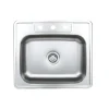 Wells Sinkware 25" 20-Gauge Drop-in 3-Hole Single Bowl ADA Compliant Stainless Steel Kitchen Sink