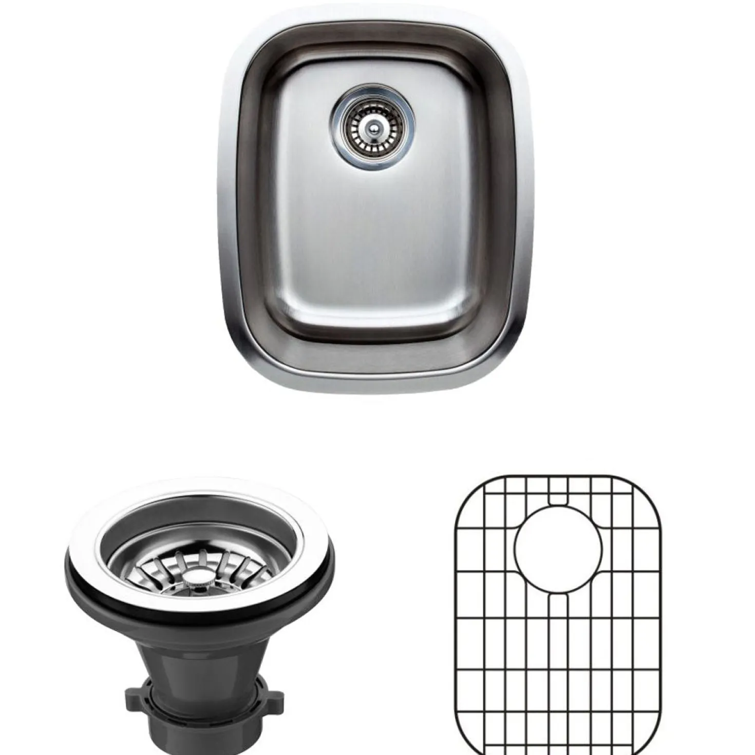 Wells Sinkware 15" 18-Gauge Single Bowl Undermount Stainless Steel Bar Sink with Grid Rack and Strainer