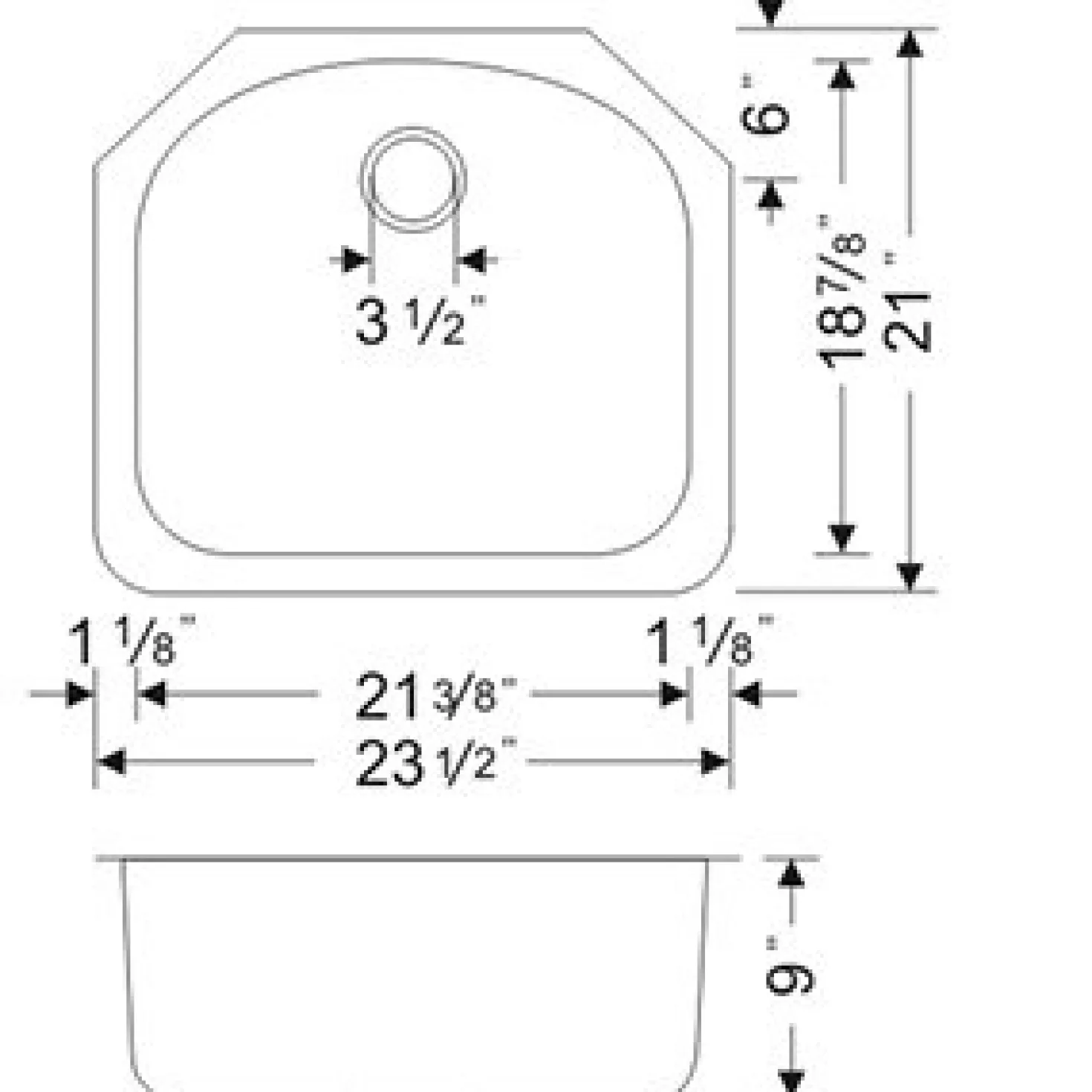 Wells Sinkware 24" 16-Gauge Undermount D-shaped Single Bowl Stainless Steel Kitchen Sink with Grid Rack and Basket Strainer