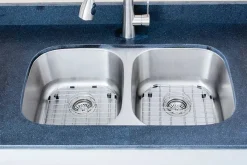 Wells Sinkware 30" 18-Gauge Undermount 50/50 Double Bowl Stainless Steel Kitchen Sink with Grid Rack and Strainer