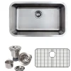 Wells Sinkware 30" 18-Gauge Undermount Single Bowl Stainless Steel Kitchen Sink with Grid Rack and Basket Strainer