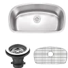 Wells Sinkware 33" 18-Gauge Undermount Single Bowl Stainless Steel Kitchen Sink with Grid Rack and Strainer
