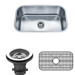 Wells Sinkware 30" 18-Gauge Undermount Single Bowl Stainless Steel Kitchen Sink with Grid Rack and Strainer