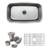 Wells Sinkware 32" 18-Gauge Undermount Single Bowl Stainless Steel Kitchen Sink with Grid Rack and Basket Strainer