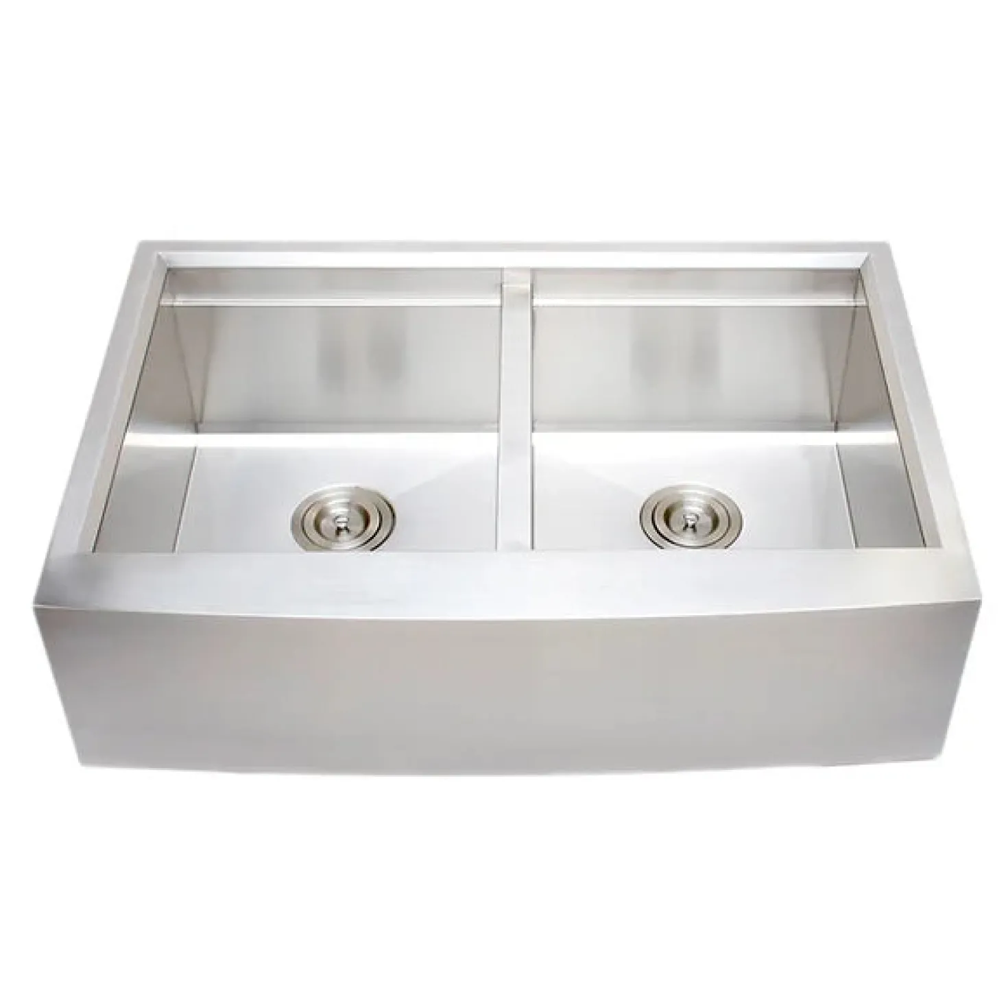 Wells Sinkware Handcrafted 33" Arched Apron Front Farmhouse Equal Double Bowl Stainless Steel Kitchen Sink