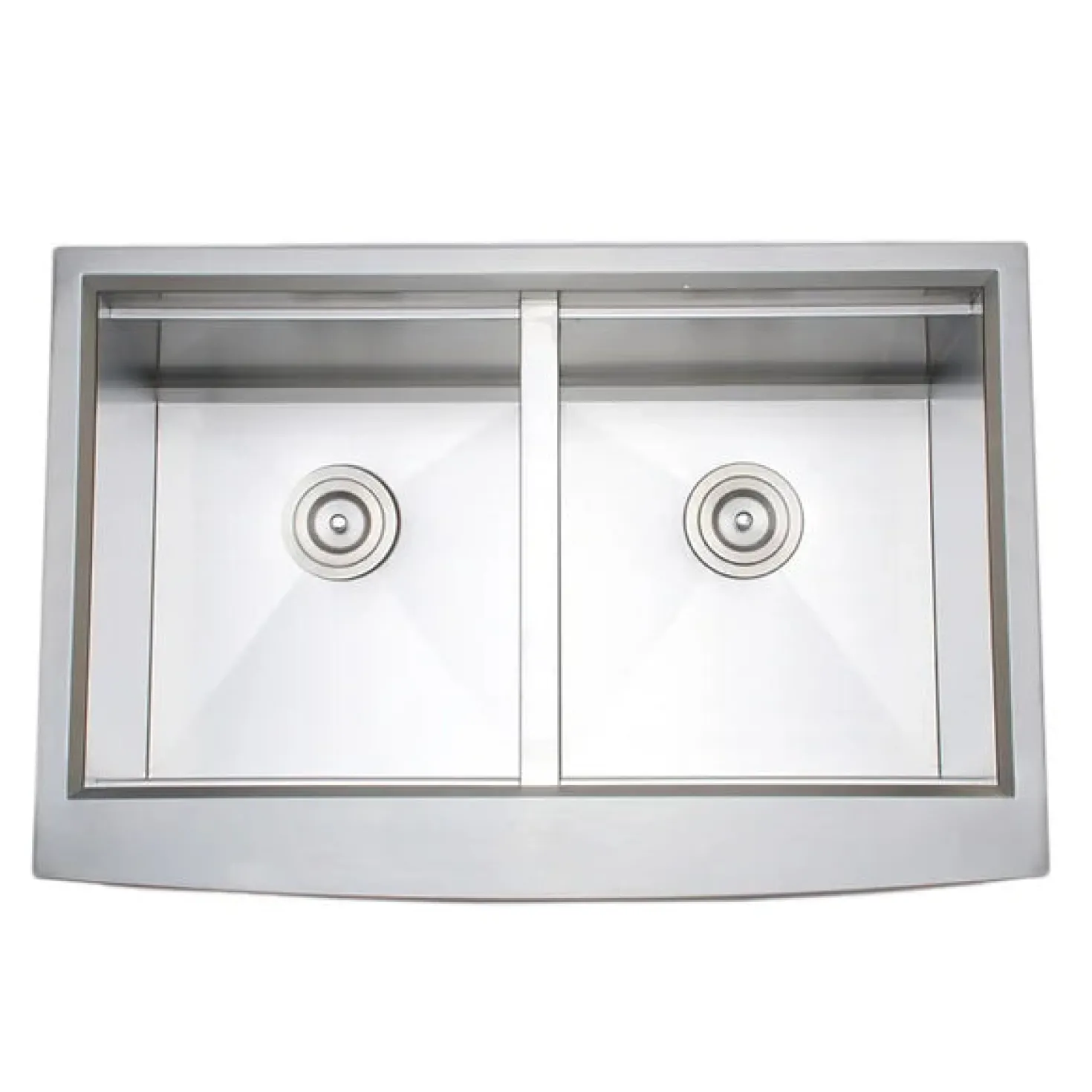 Wells Sinkware Handcrafted 33" Arched Apron Front Farmhouse Equal Double Bowl Stainless Steel Kitchen Sink