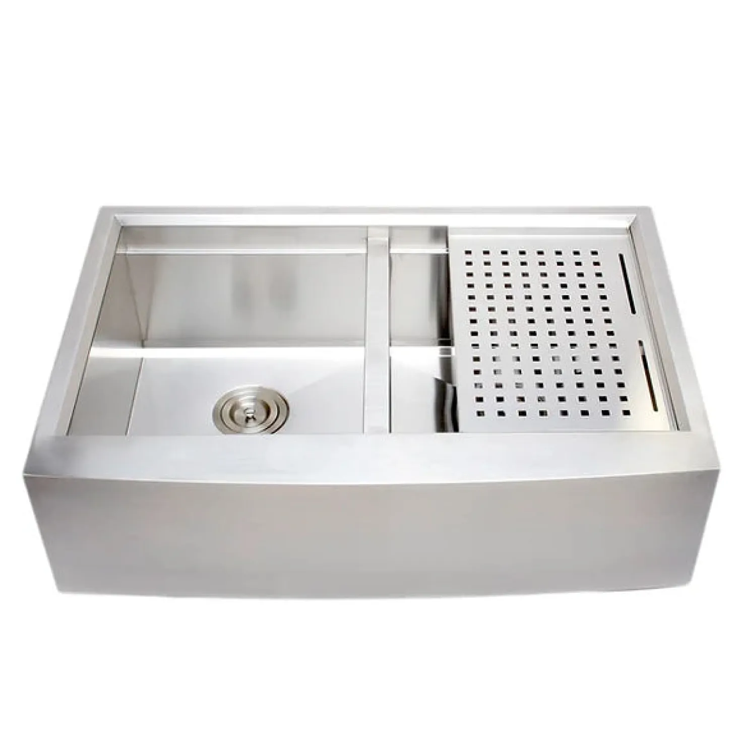 Wells Sinkware Handcrafted 33" Arched Apron Front Farmhouse Equal Double Bowl Stainless Steel Kitchen Sink