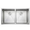 Wells Sinkware Handcrafted 33" 16-Gauge Undermount 50-50 Double Bowl Stainless Steel Kitchen Sink