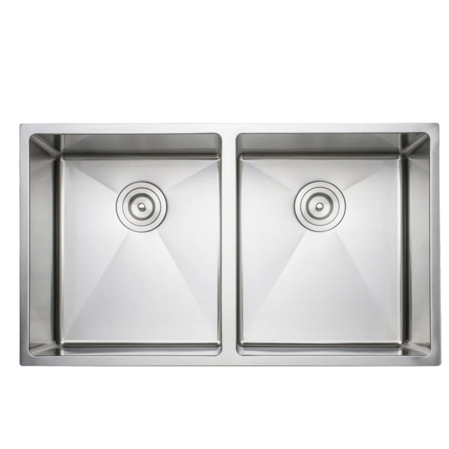Wells Sinkware Handcrafted 33" 16-Gauge Undermount 50-50 Double Bowl Stainless Steel Kitchen Sink