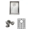 Wells Sinkware Handcrafted 14" 16-Gauge Undermount Elongated Stainless Steel Bar Sink with Grid Rack and Basket Strainer
