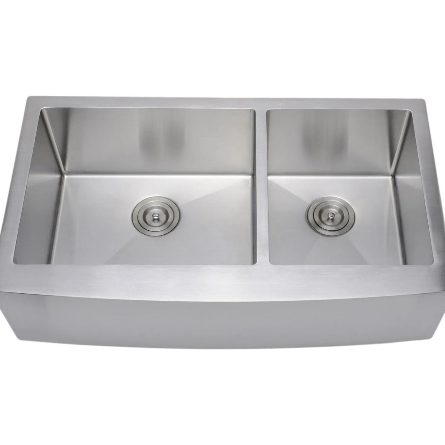 Wells Sinkware Handcrafted 36" 16-Gauge Arched Apron Front Farmhouse 60/40 Double Bowl Stainless Steel Kitchen Sink