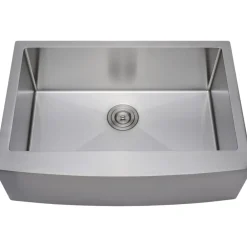 Wells Sinkware Handcrafted 30" 16-Gauge Arched Apron Front Farmhouse Single Bowl Stainless Steel Kitchen Sink