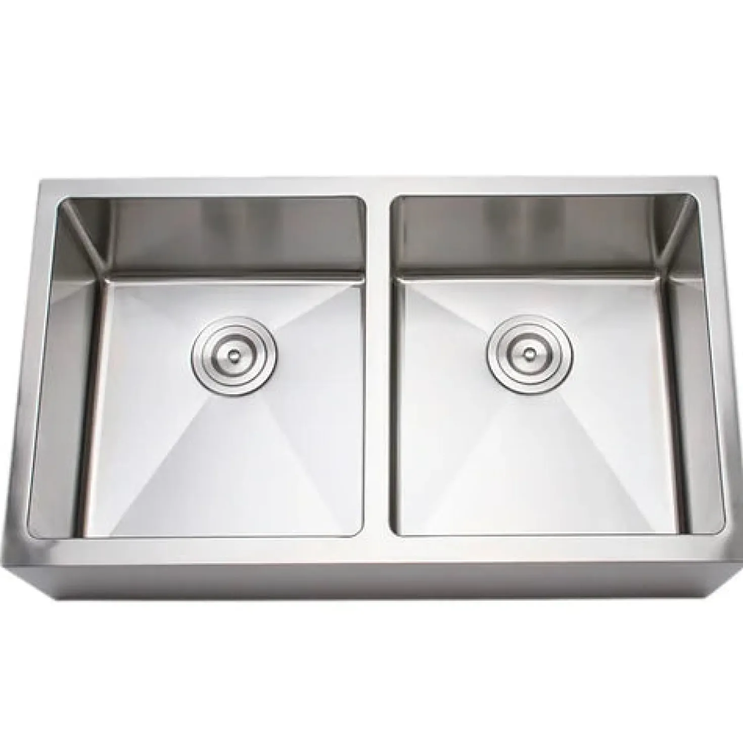 Wells Sinkware Handcrafted 33" 16-Gauge Apron Front Farmhouse 50-50 Double Bowl Stainless Steel Kitchen Sink